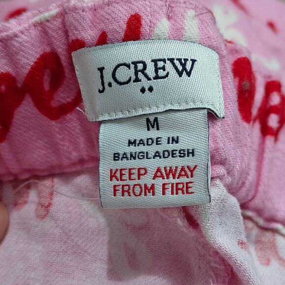 J Crew Pink Red White Merry Holiday Pajama Set Lounge Womens Medium - Picture 4 of 9